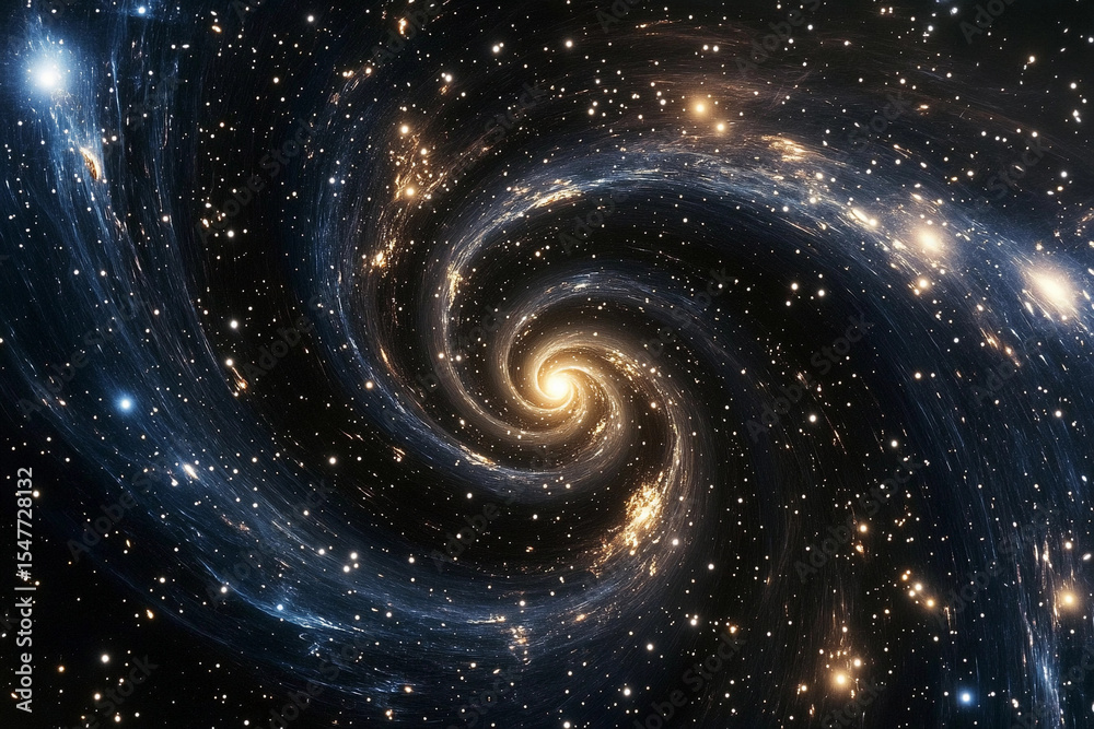 Fototapeta premium Galactic spiral showcasing vibrant colors and cosmic features in a star-filled universe