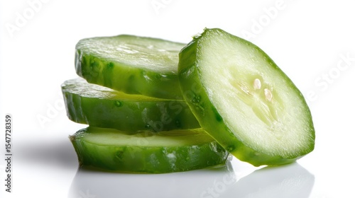 Fresh sliced cucumber isolated on white background