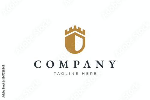 Castle Fortress Shield Logo