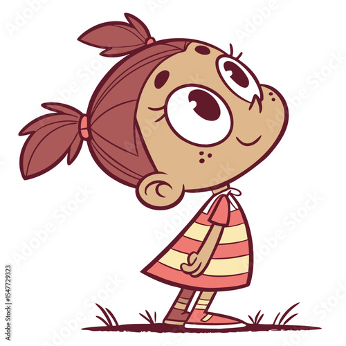 Curious girl looking up