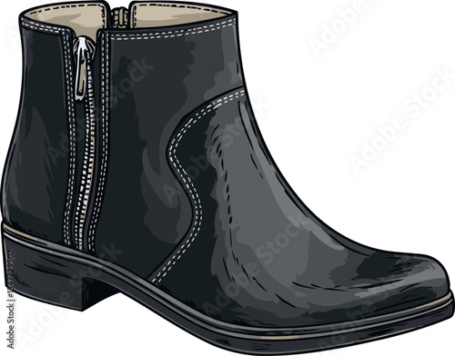 vector illustration of black female boots