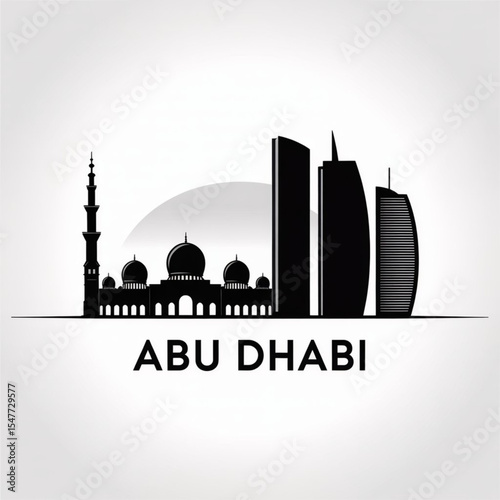 Abu Dhabi Skyline Silhouette — Modern Gulf Capital City Vector Illustration
