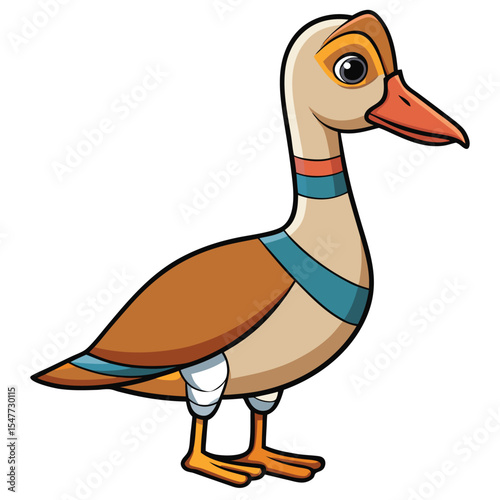 A cartoon duck with a yellow beak and a blue background
