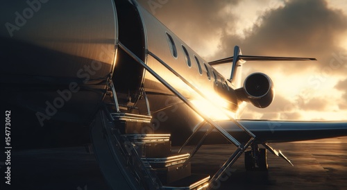 Golden Hour Aviation A Private Jet at Sunset