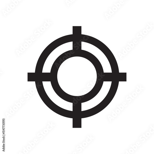 minimalist black target icon with concentric circles and crosshairs on white background for design and gaming use