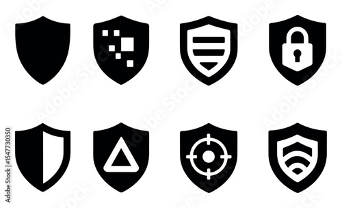 Security, protection icon set. digital safety, privacy, shield icons silhouette collection