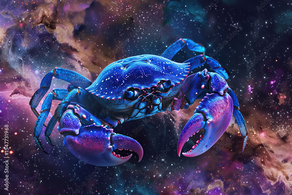 Astrological abstract composition with concept of Cancer zodiac sign symbol
