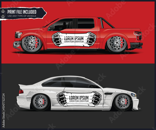 Vehicle Wrap Designs for Pickup Truck and Car