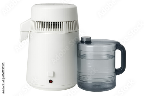 Modern water distiller purifying tap water with transparent background