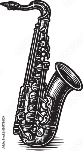 saxophone drawing vector illustration