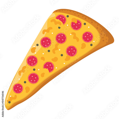 Pepperoni pizza slice. Vector image.