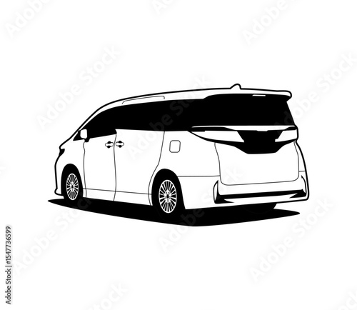 vector black and white van mpv luxury car silhouette illustration