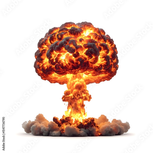 Conceptual Detonation on White Background
