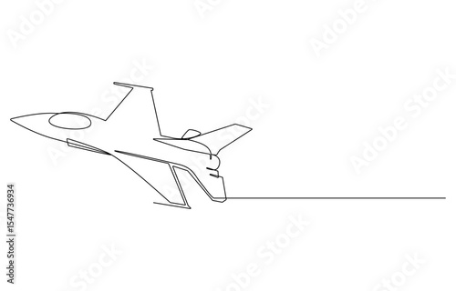 jet fighter airplane continuous line art drawing