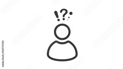 User silhouette with question mark - vector, video, icon. FAQ.