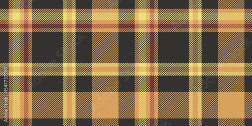 Bold brown, yellow, and red tartan plaid pattern with vibrant intersecting lines