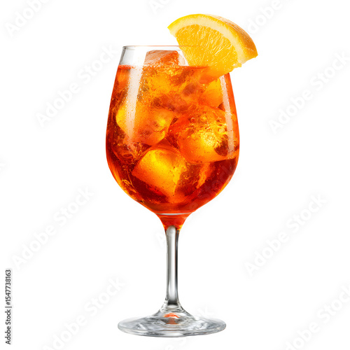 glass of aperol spritz on transparent background