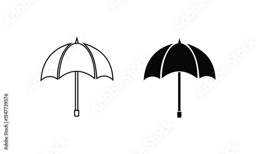Umbrella vector icon. Vector illustration of umbrella icon. Water protection icon. Rain protection symbol.  Rain cover illustration. Rain symbol. Cloud symbol. Sunlight protection symbol.