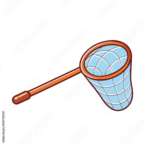 Colorful cartoon illustration of a bug catching net isolated on white background