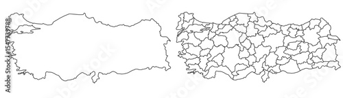 Turkey map – vector illustration of provinces and political borders
