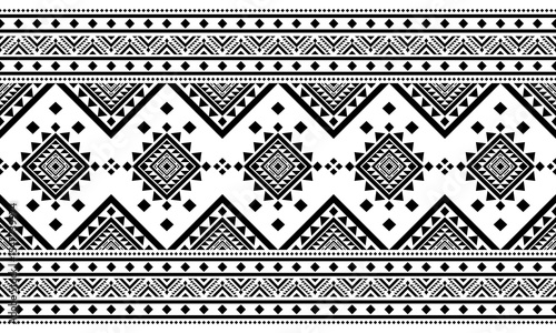 Southwest Native seamless pattern ethnic tribal Aztec geometric Navajo Native American fabric black and white design vector for textile print
