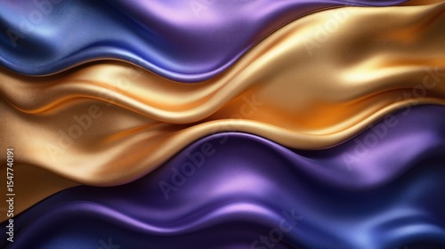 Iridescent Metallic Waves in Gold and Purple Hues