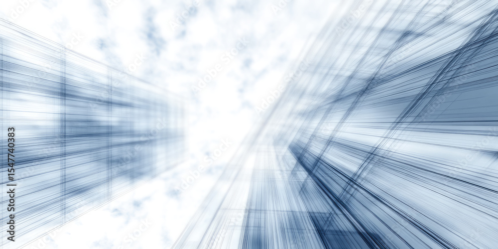 Blurred perspective of tall buildings reaching towards a cloudy sky, creating a dynamic and abstract view. Concept: urban architecture motion Blurred perspective of tall buildings reaching towards a cloudy sky, creating a dynamic and abstract view. Concept: urban architecture motion