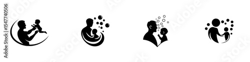 Black icons representing family interactions and bonding moments with children