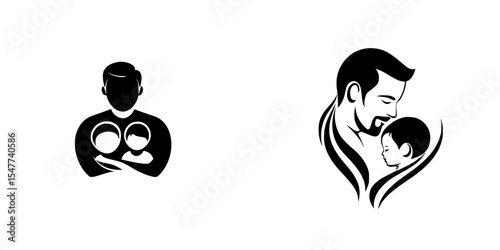 Black icons representing fatherhood, love, and connection between parents and children