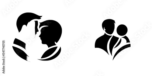 Symbolic black icons representing love and connection between couples in simple design suitable for various contexts