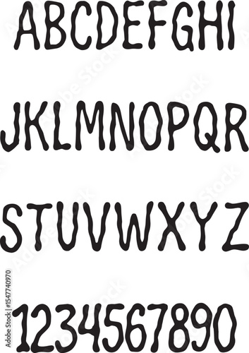 Wobbly Wobble Inky Ink typography font lettering ABC cartoon vector text