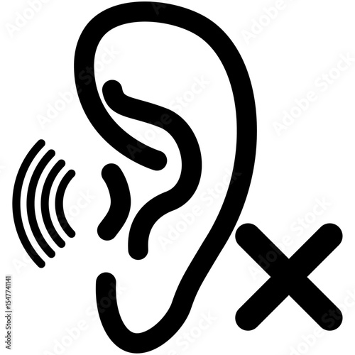 deaf icon, Ear deaf symbol.