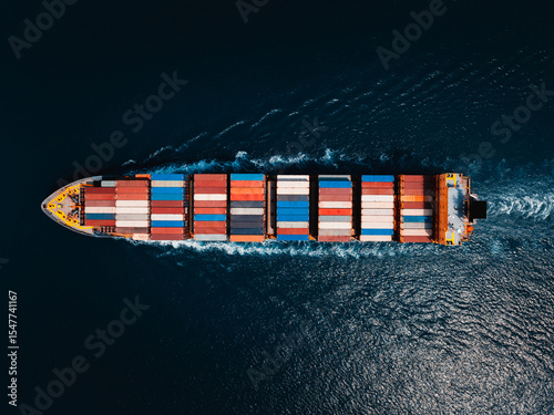 shipping logistic cargo container ship carrying in black sea import export goods and distributing products to dealer consumers across Asia pacific and worldwide global business transportation 