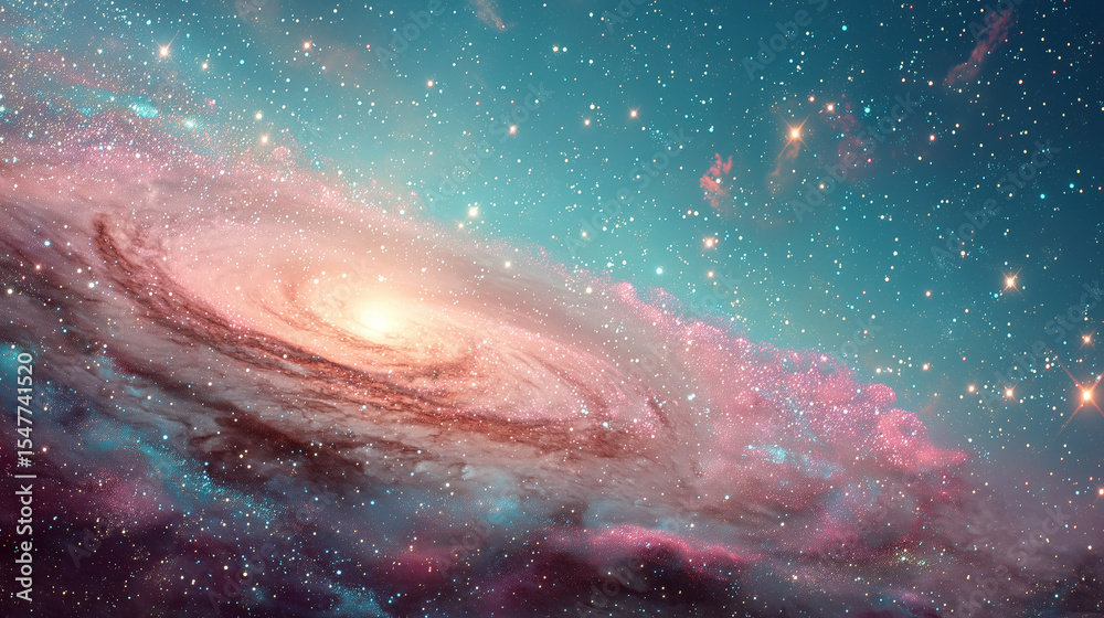 Fototapeta premium Stunning Spiral Galaxy with Colorful Stars and Cosmic Dust