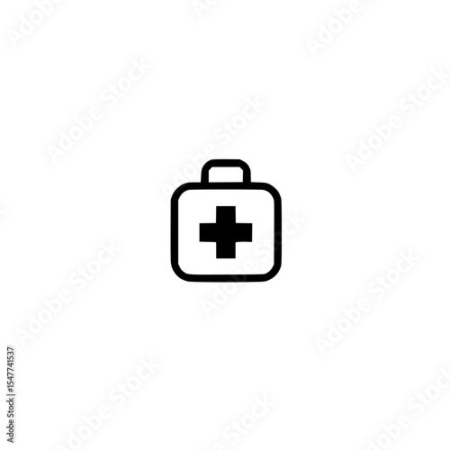 Simple black icon representing a first aid kit symbol suitable for healthcare-related uses