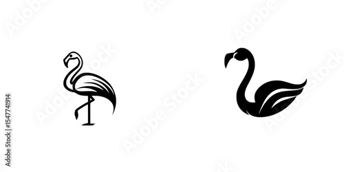 Stylized black icons of flamingos showcasing elegance in design for creative projects and branding