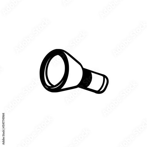 Black icon of a flashlight in a minimalist style suitable for digital platforms and graphic design