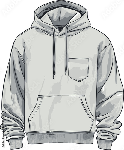 isolated vector mockup of gray hoodie	
