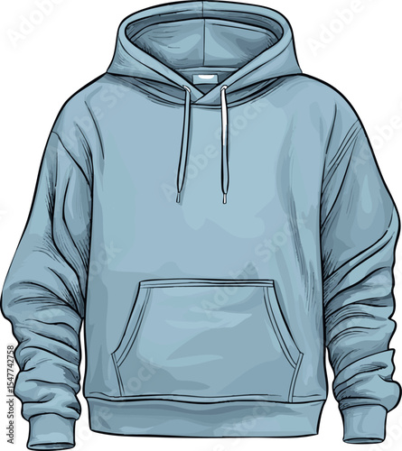 isolated vector mockup of blue hoodie	

