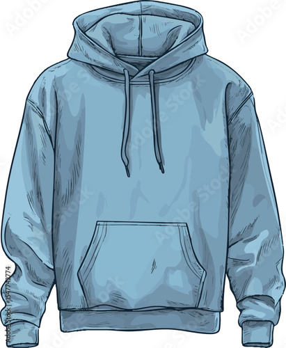 isolated vector mockup of blue hoodie	
