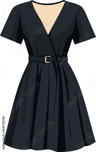isolated vector illustration of black summer dress