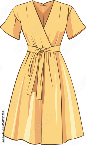 isolated vector illustration of yellow summer dress