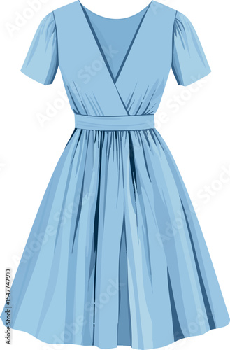 isolated vector illustration of blue summer dress