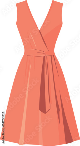 isolated vector illustration of red summer dress