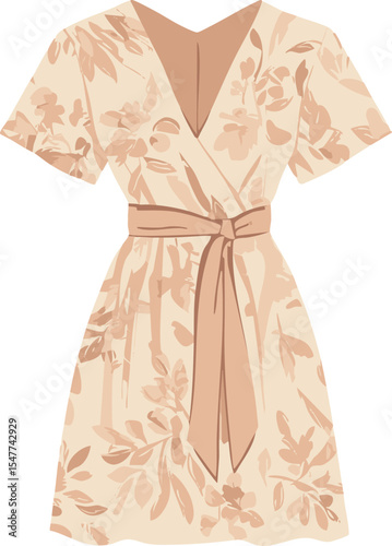 isolated vector illustration of pink summer dress