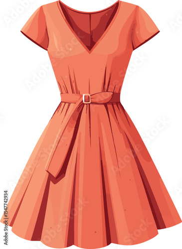 isolated vector illustration of red summer dress