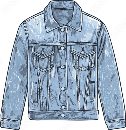 vector illustration of jeans jacket isolated on white background