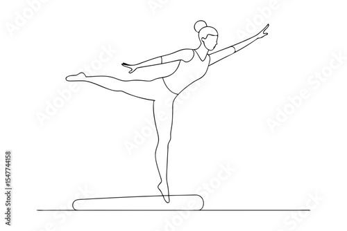 Gymnast Posing on Balance Beam Art