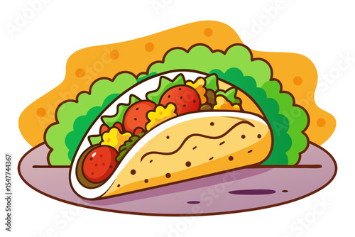 Tasty Burrito Meal with Salsa Vector Illustration