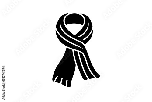 Winter Scarf Icon Silhouette Illustration
